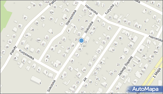 Ruda Śląska, Sokolska, 21, mapa Rudy Śląskiej