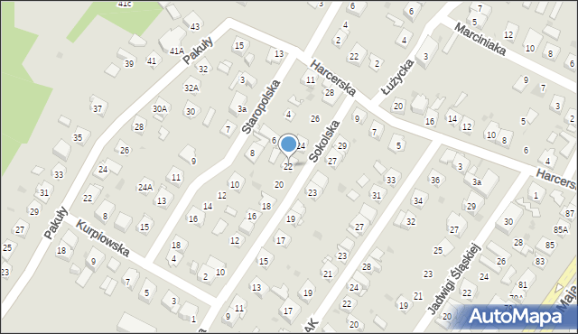 Ruda Śląska, Sokolska, 22, mapa Rudy Śląskiej