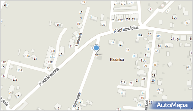 Ruda Śląska, Sosnowa, 36, mapa Rudy Śląskiej
