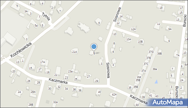 Ruda Śląska, Sosnowa, 5, mapa Rudy Śląskiej