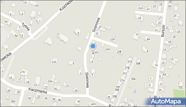 Ruda Śląska, Sosnowa, 8, mapa Rudy Śląskiej