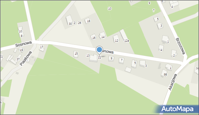 Ruda Talubska, Sosnowa, 11, mapa Ruda Talubska