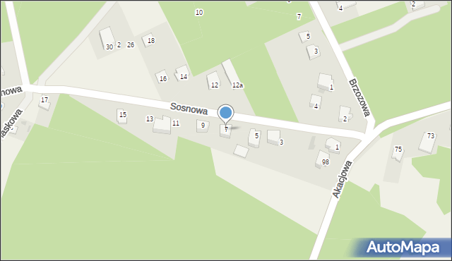 Ruda Talubska, Sosnowa, 7, mapa Ruda Talubska