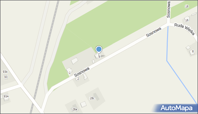 Ruda Wielka, Sosnowa, 3, mapa Ruda Wielka