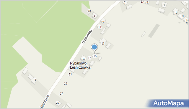Rybakowo, Sosnowa, 15a, mapa Rybakowo