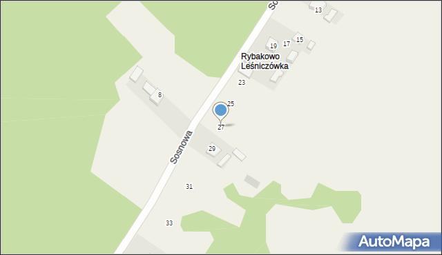 Rybakowo, Sosnowa, 27, mapa Rybakowo
