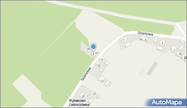 Rybakowo, Sosnowa, 4, mapa Rybakowo