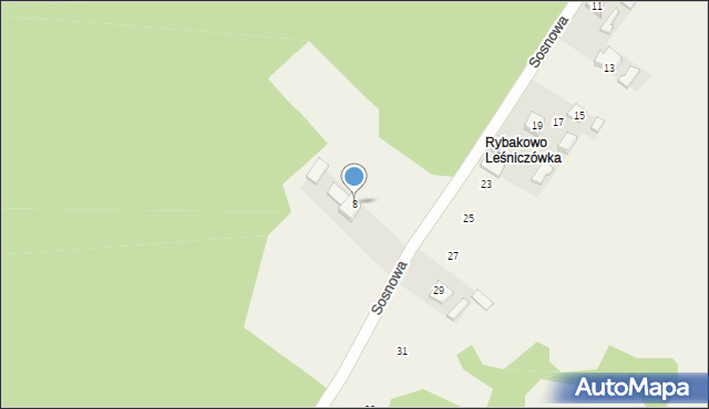 Rybakowo, Sosnowa, 8, mapa Rybakowo