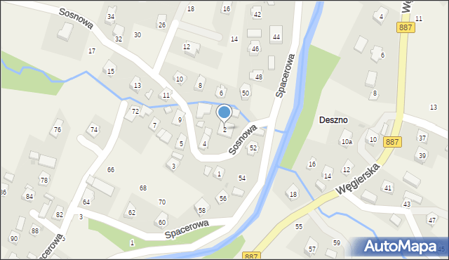 Rymanów-Zdrój, Sosnowa, 2, mapa Rymanów-Zdrój
