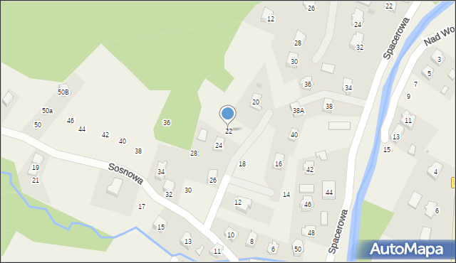 Rymanów-Zdrój, Sosnowa, 22, mapa Rymanów-Zdrój