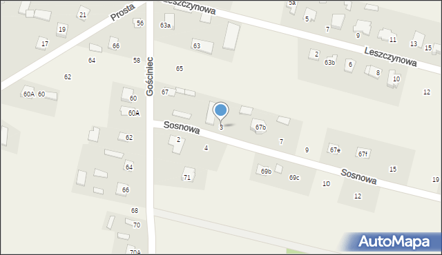 Rzeczyca, Sosnowa, 3, mapa Rzeczyca