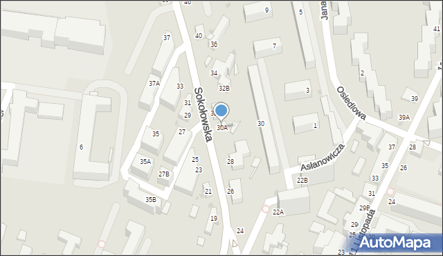 Siedlce, Sokołowska, 30A, mapa Siedlce