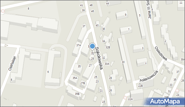 Siedlce, Sokołowska, 31, mapa Siedlce