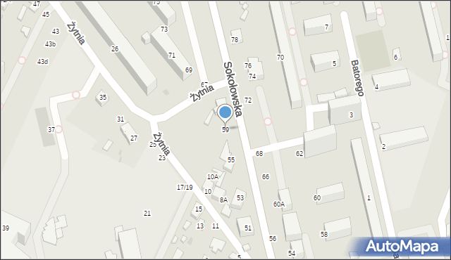 Siedlce, Sokołowska, 59, mapa Siedlce