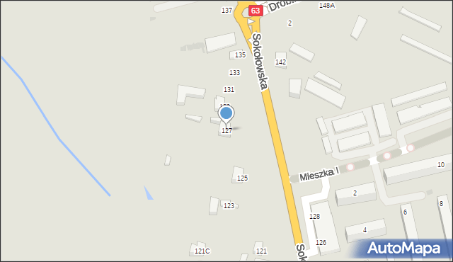 Siedlce, Sokołowska, 127, mapa Siedlce