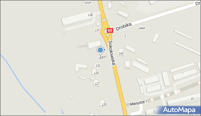 Siedlce, Sokołowska, 133, mapa Siedlce