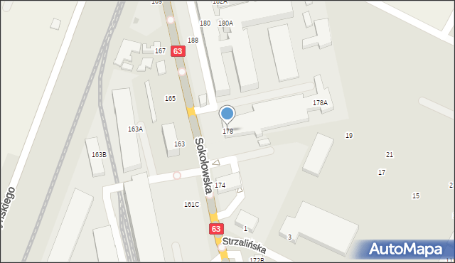 Siedlce, Sokołowska, 178, mapa Siedlce