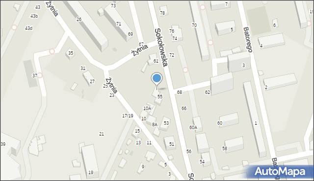 Siedlce, Sokołowska, 57, mapa Siedlce