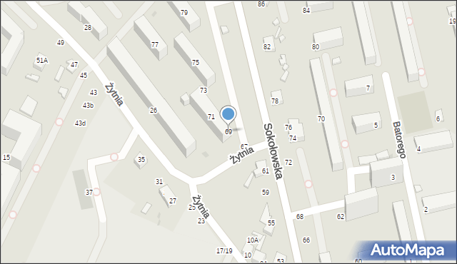 Siedlce, Sokołowska, 69, mapa Siedlce