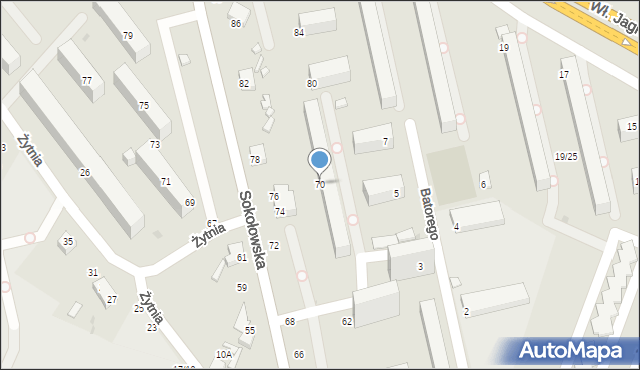 Siedlce, Sokołowska, 70, mapa Siedlce