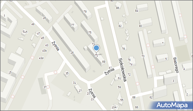 Siedlce, Sokołowska, 71, mapa Siedlce