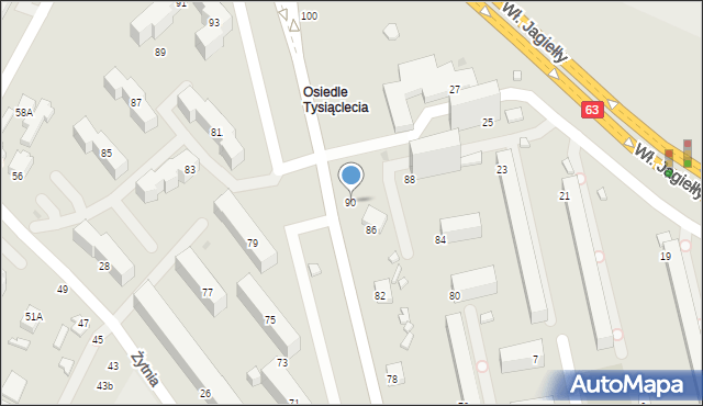 Siedlce, Sokołowska, 90, mapa Siedlce