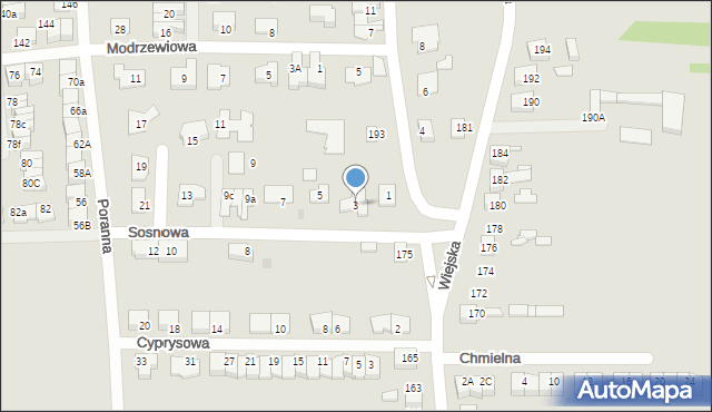 Siemianowice Śląskie, Sosnowa, 3, mapa Siemianowice Śląskie