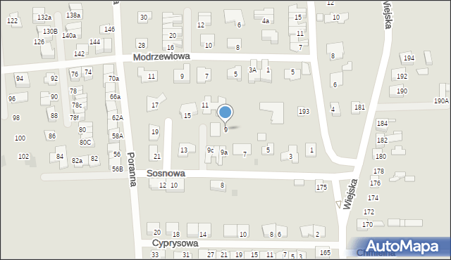 Siemianowice Śląskie, Sosnowa, 9, mapa Siemianowice Śląskie