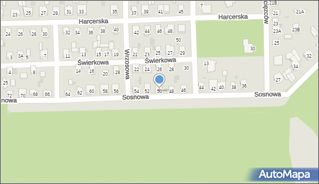 Skarżysko-Kamienna, Sosnowa, 50, mapa Skarżysko-Kamienna