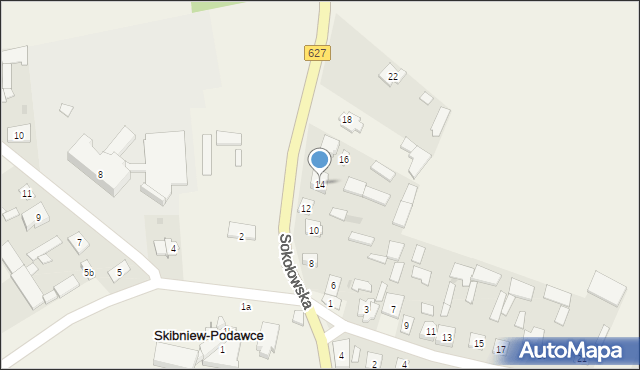 Skibniew-Podawce, Sokołowska, 14, mapa Skibniew-Podawce