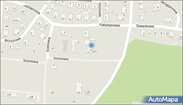 Skoki, Sosnowa, 1, mapa Skoki