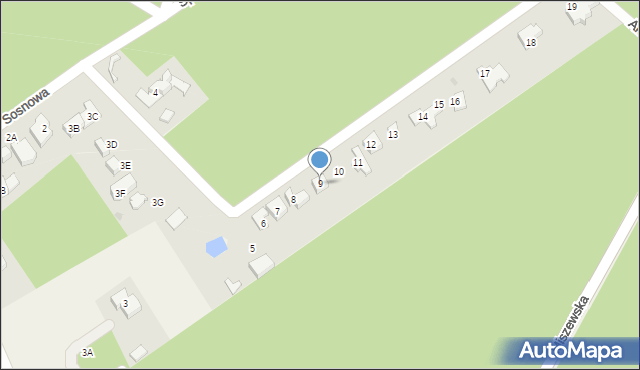 Słupno, Sosnowa, 9, mapa Słupno