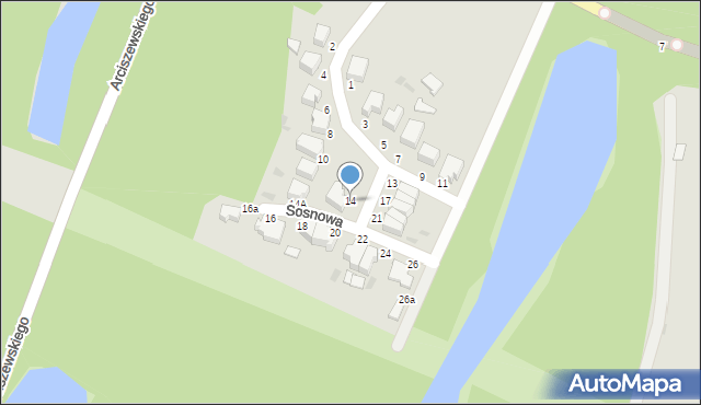Słupsk, Sosnowa, 14, mapa Słupska