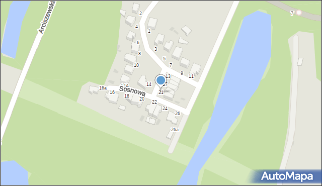 Słupsk, Sosnowa, 21, mapa Słupska