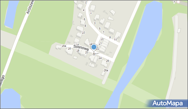 Słupsk, Sosnowa, 22, mapa Słupska