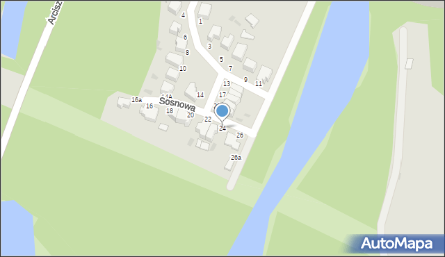 Słupsk, Sosnowa, 24, mapa Słupska