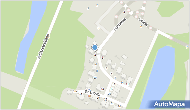 Słupsk, Sosnowa, 4, mapa Słupska