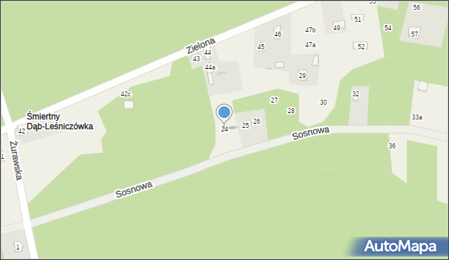 Śmiertny Dąb, Sosnowa, 24, mapa Śmiertny Dąb