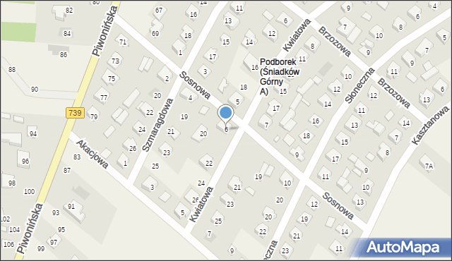 Sobienie-Jeziory, Sosnowa, 6, mapa Sobienie-Jeziory