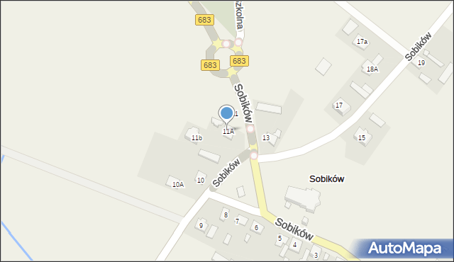 Sobików, Sobików, 11A, mapa Sobików