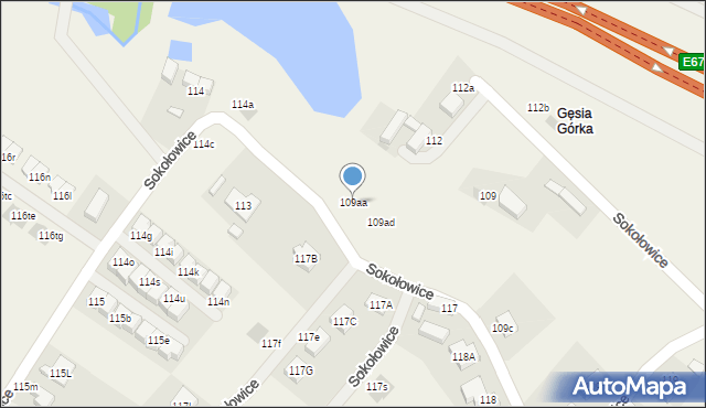 Sokołowice, Sokołowice, 109aa, mapa Sokołowice