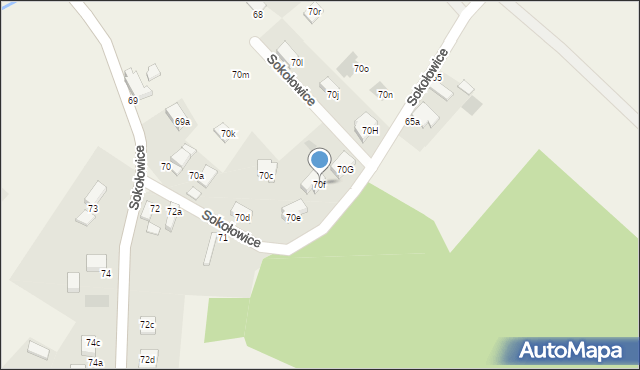 Sokołowice, Sokołowice, 70f, mapa Sokołowice