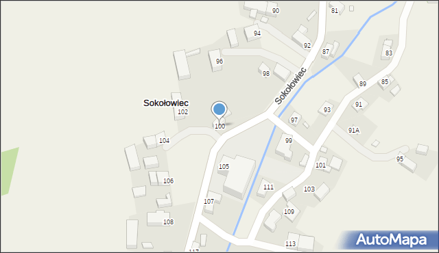 Sokołowiec, Sokołowiec, 100, mapa Sokołowiec