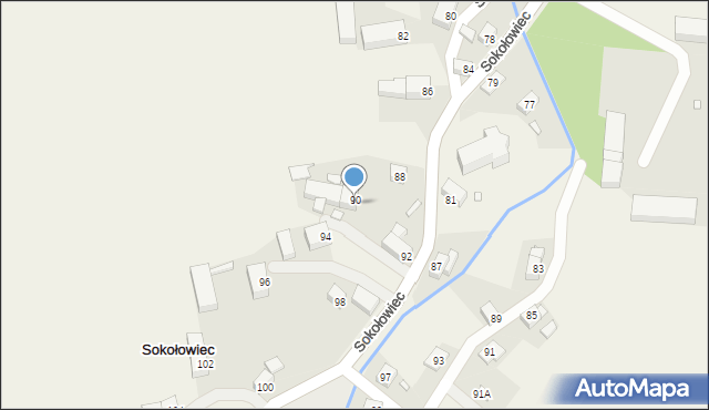 Sokołowiec, Sokołowiec, 90, mapa Sokołowiec