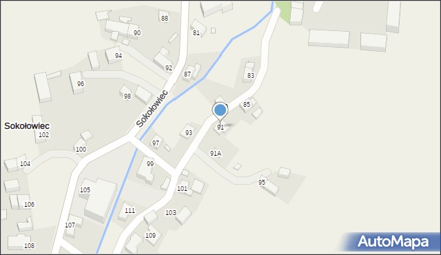 Sokołowiec, Sokołowiec, 91, mapa Sokołowiec