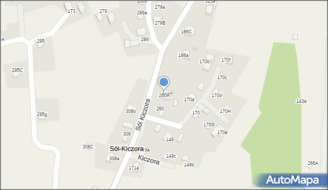 Sól-Kiczora, Sól-Kiczora, 260A, mapa Sól-Kiczora