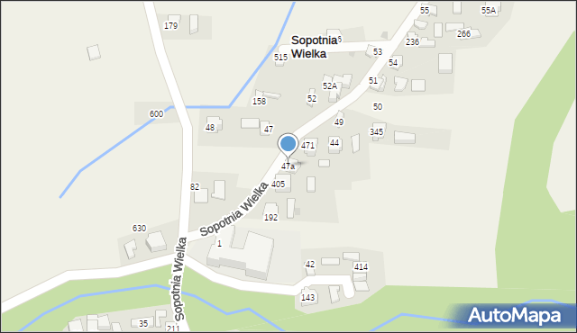 Sopotnia Wielka, Sopotnia Wielka, 47a, mapa Sopotnia Wielka