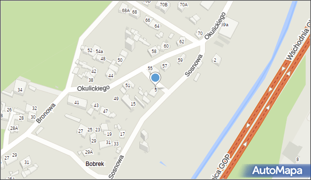 Sosnowiec, Sosnowa, 5, mapa Sosnowca