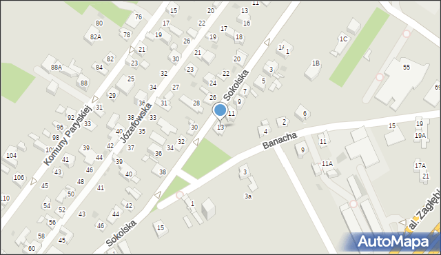 Sosnowiec, Sokolska, 13, mapa Sosnowca