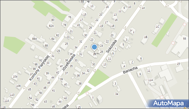 Sosnowiec, Sokolska, 28, mapa Sosnowca